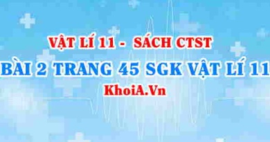 Bài 2 trang 45 SGK Vật lí 11 Chân trời sáng tạo